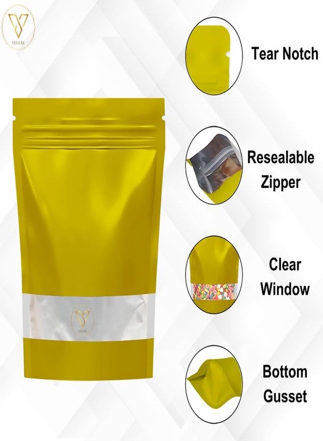VELEXE Gold Matte Zip Lock Stand Up Pouches | 140mm*200mm | 250 Grams | Pack of 25 | Reusable, Leakproof & Airtight Multi-Purpose Pouches with Self-Sealing Technology - Image 3